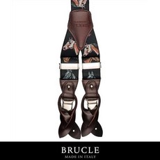 BRUCLE 이태리명품 스타일리시 서스펜더멜빵 BLUE WITH HORSES - Y36DJCVBL