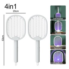 3000V 4 in 1 전기 모기 킬러 플라이 찰싹 때리는 트랩 UV 라이트 버그 재빠른 USB 충전식 모기 라켓 곤충 킬러, 2개A