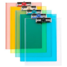 문화산업 F915-7 A4 투명&칼라 펜꽃이 클립보드(4개팩), 투명(4개팩)