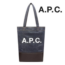 아페쎄 정품 APC 데님 레더 에코백 토트백 인디고 다크네이비