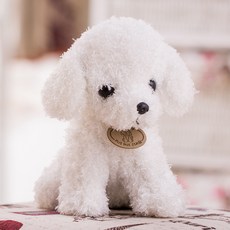 큐티 패션 푸들강아지 뽀글이 인형 강아지 장난감 선물 차량용 인테리어 차량용 피규어, 화이트