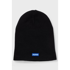 HUGO BOSS Knitted cotton hat with blue logo label Xovo_C - 50521715 Black