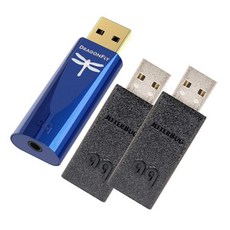 오디오퀘스트 드래곤플라이 USB 스틱 DAC 번들 지터버그2팩 데이터 파워 노이즈 필터 코발트 - 오디오퀘스트드래곤플라이