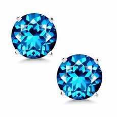 14K White Gold Earrings Set with Round Kashmir Blue Topaz from/501812