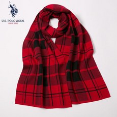U.S.POLO ASSN 남성 가을 겨울 체크무늬 니트 스카프 5094023171