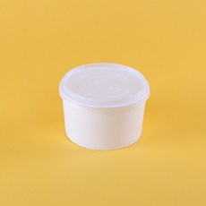 [박스] 1200cc 무지 종이컵밥용기 뚜껑별도, (A2) 반투명 뚜껑, 300개