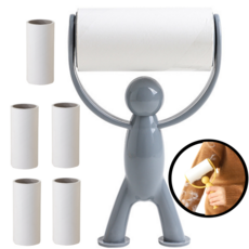 코어넬리 핸들형 사선컷팅 먼지제거 돌돌이 본품+리필5P, 1세트, 그레이돌돌이본품+리필5P