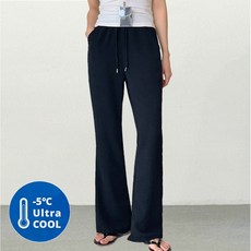 데일리브 여성 여름 린넨 밴딩 팬츠 얇은 하이웨스트 빅사이즈 부츠컷 슬랙스 KD1649-1