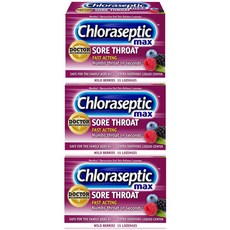 Chloraseptic Max Strength Sore Throat Lozenges Wild Berries Flavor 15 Count (Pack of 3), 3개, 15개