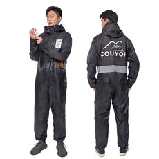 couyor 오토바이 우비 남자우비 바이크비옷 방수복 오토바이비옷 점프슈트 우비 자전거비옷, 블랙