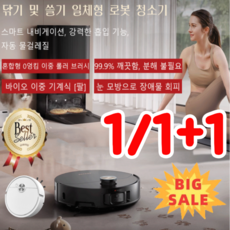 1/1+1 스마트 라이다 로봇 청소기 닦기 및 쓸기 일체형 로봇 청소기 저소음 파워풀 살균 로봇 청소기 스마트 로보트청소기, 화이트*1개만