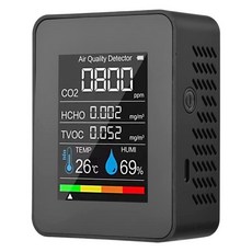 TVOC HCHO 공기질 모니터 온도 습도 CO2 계량기 USB 충전식 감지기 5 in 1, 1개