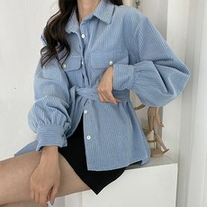체이스 코듀로이 퍼프소매 벨트 골덴 남방 자켓