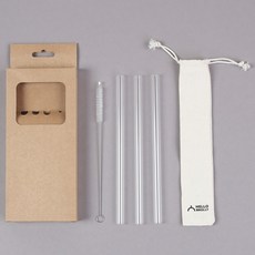 헬로브롤리 유리빨대 3개 세척솔 세트(파우치포함), 1세트, 5개입