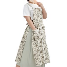 Pociella 花店廚房防水連體圍裙大號, 象牙, 1件