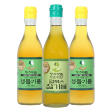 장수텃밭 [국산]덜볶아 더 건강하고 깔끔한 생들기름2병+덜볶은참기름1병 350ml 3병, 3개