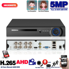 8채널 CCTV DVR 녹화기 5MP 6-in-1 혼합 디지털 감시 녹화기 H.265 XMEYE NVR 8CH AHD 보안 시스템 8CH, 3T, 미국 플러그