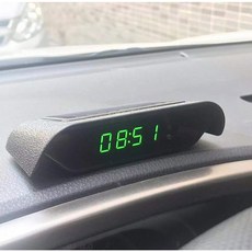 태양광 시간 디지털 용품 고속 시계 장식 대시보드 차량용 LED 차량용디지털시계 LCD, 녹색 시간 날짜 온도, 1개
