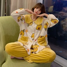 고급 극세사 병아리 파자마 수면잠옷 캐릭터 잠옷 홈웨어 XL
