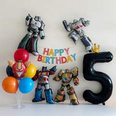 헬로카봇 로보트 풍선 생일파티 풍선세트, 블랙 5 블랙 5