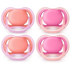 필립스 아벤트 울트라 에어 노리개 젖꼭지 6 18개월 핑크 피치 4팩 scf245 42, One Color, 4 Pack