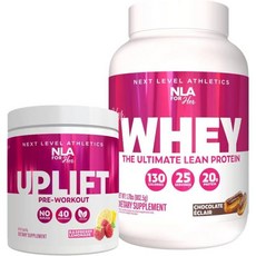 NLA for Her Pre/Post Workout Stack Includes Her Whey Chocolate Éclair and Uplift Pre Workout Raspbe