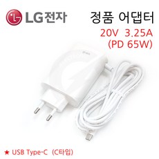 LG 2021 그램16 16Z90P 16ZD90P 정품 어댑터 아답타 충전기 ADT-65FSU-D03-EPK / C타입, 화이트