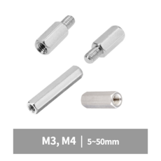 지지대볼트 너트 황동 M3 M4 육각 스페이서 연결 관통 모니터암 브라켓연장 PCB기판 서포트, 1.지지대 볼트(황동), M4(4mm), 45mm, 1개