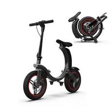 쿠윈 접이식 전기자전거 출퇴근 미니벨로 자전거 팻바이크 배달 소형, 01 블랙 35KM 12AH 36V