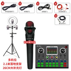 악기용스탠드 V8Pro스마트폰 컴퓨터 게임 전국민 K노래 생방송 사운드카드 설비 세트, C01-V8S블랙 천달림 계곡의 새 브랜드, T14-세트 10.0E300보리+스탠드식 지지대 보함보