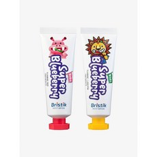 브리스틱 아기 유아 어린이 불소1000 + 무불소 치약 50g 2개 세트, 불소1000블루베리향+무불소 블루베리향