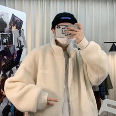 페이크퍼 에코퍼 인조밍크 램스울 점퍼 남 패딩 겨울 판 트렌드 학생 남파
