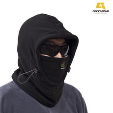 [그루브스타] 후드 넥워머 플리즈 기모원단 스키 보드, 블랙