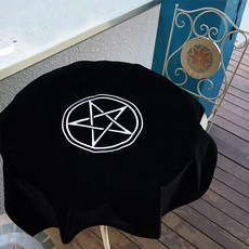 JC 타로 카드를위한 우단 타로 테이블 피복 Wicca 펜타 일요일 검정 80x80