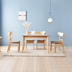동서가구 M카모 오크 원목 세라믹 4인용 식탁세트 (식탁의자4) DF920384, 내추럴, 블랙