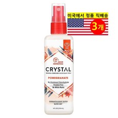 CRYSTAL 데오도란트 미네랄 강화 스프레이 석류 향, 3개, 118ml