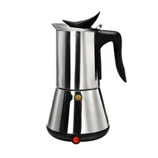 이탈리아 고급 304스테인리스 전문가용 전기모카포트, 스트레이트 6컵(약 300ML)