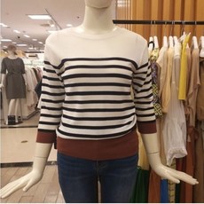 티렌 니트라운드스트라이프티셔츠 70%