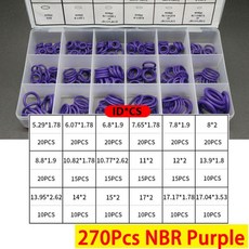 박스형 VMQ NBR FKM O 링 세트 고무 와셔 씰 어소트먼트 레드블랙그린 O링 씰 세트 자동차 가스켓 용, CHINA, 270Pcs NBR Purple, 1개