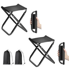 픽스락 접이식 낚시 등산 미니 휴대용 초경량 의자, 2개, 블랙