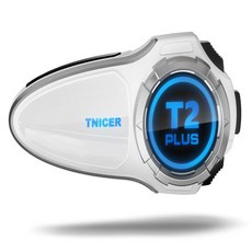 TNICER 오토바이 인컴 T2Plus 10명 동시 메쉬 통신 가능 Bluetooth 5.2 듀얼 칩 음악이면서 거리 원 클릭, 02 은백색