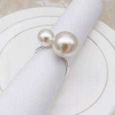 강조된 진주 냅킨 반지 결혼식 서빙링 U자형 냅킨 홀더 다이닝룸 가족 저녁 식사 테이블 장식 6, 6 pc sliver, 1개