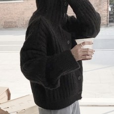 하이넥 니트가디건 긴팔 여성용
