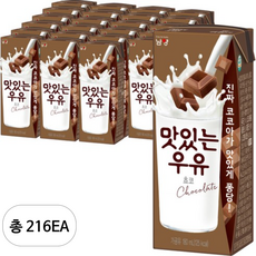 맛있는우유GT 초코, 216개, 180ml