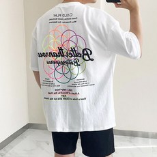 베럴댄나우 남녀공용 콜드플레이 프린팅 오버핏 반팔 티셔츠