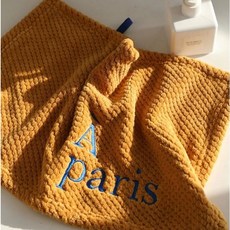 감성 레터링 극세사 핸드타올 고리수건, 브라운/블루(A paris), 1개