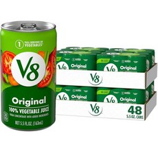 V8 오리지널 100 야채 주스 162.7ml 5.5온스 캔 48팩, 48개, 163ml