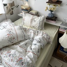 빈티지 꽃무늬 순면 이불커버+패드+베개커버 세트 0417, Huaxi (베개 케이스 세트), 1.5m 침대 세트 침대 시트 (이불 커버 200*23