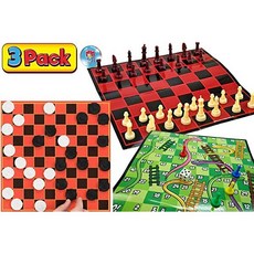 Chess Set Checkers Set Snake Ladder Set. Bundle 3 Table Board Games. (3 Units Assorted) Mini Trave, 3 Units