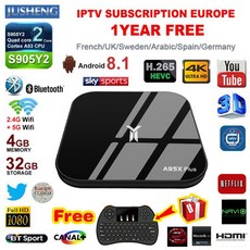 A95x 플러스 안드로이드 8.1 tv 박스 amlogic s905 y2 4 기가 바이트 ddr4 32 기가 바이트 rom 2.4g/5g 와이파이 usb3.0 bt4.2 지원 iptv 4 k h.265 미디어 플레이어, 검정, Au 플러그